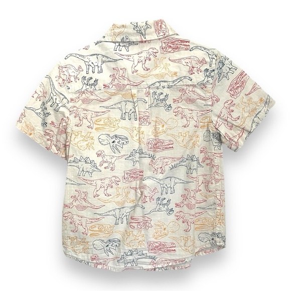 Cat & Jack Dinosaur Button Down Shirt Boys Short Sleeve Collared Top 100% Cotton - Picture 3 of 7